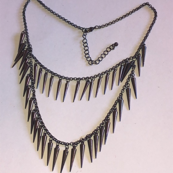 Bronze Tone Double Layer Boho Spike Necklace - Picture 4 of 4
